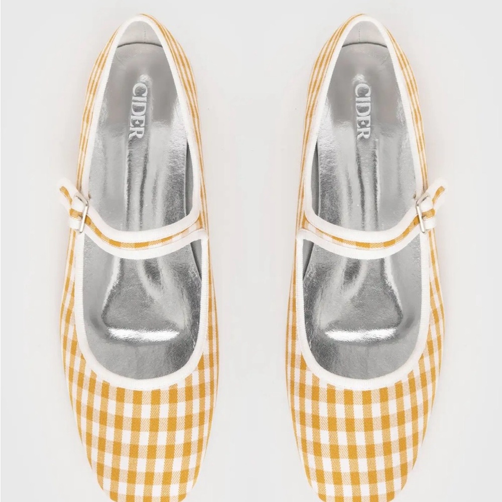 Cider Yellow Checkered One Strap Maryjane Flats